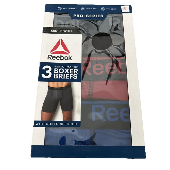 Reebok Men’s Pro Series Performance Boxer Briefs 3 Pack Extended Length Size S - Picture 1 of 3
